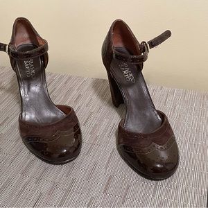 Franco Sarto brown heels. Suede and patent leather.